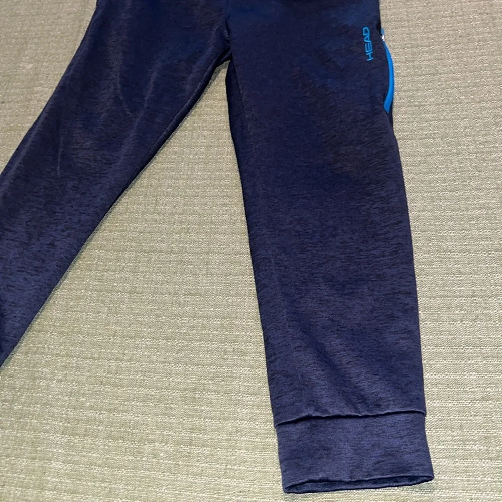 HEAD Boy's Fleece Navy Heather Blue Jogger Elastic Waistband Pants sz S EUC